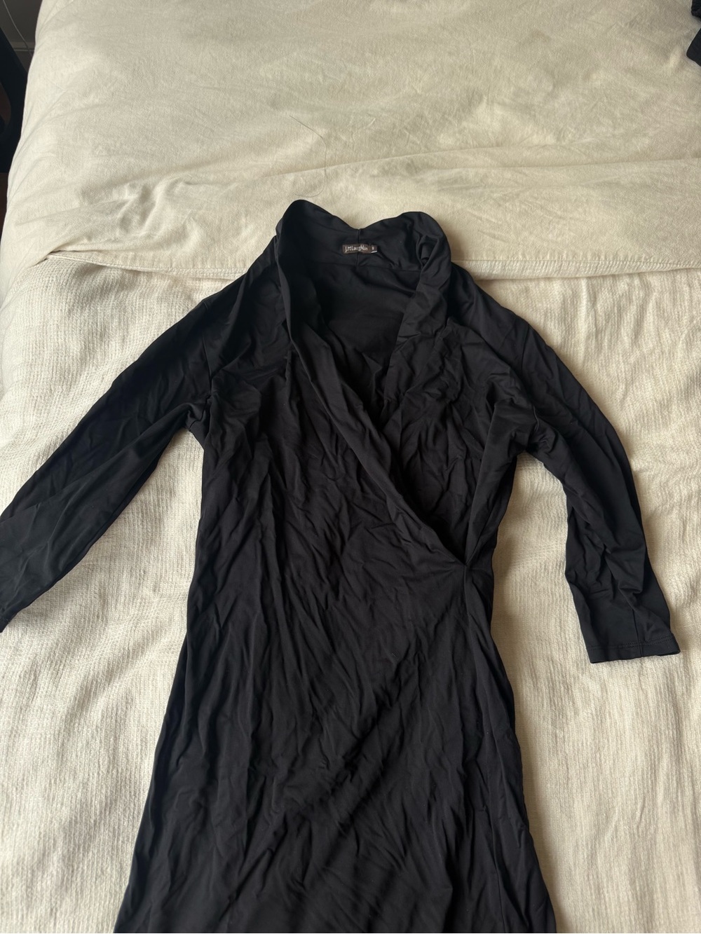 J McLaughlin Classic Black Wrap-Style Midi Dress